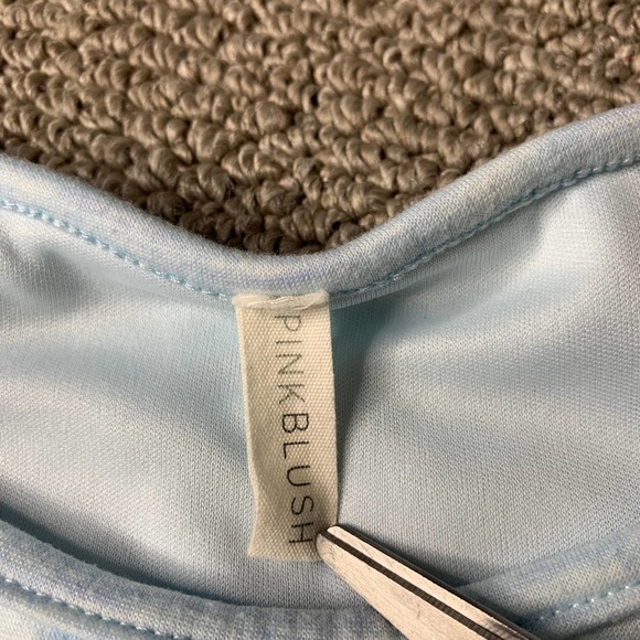 Pink Blush Womens Dress Size Small Blue Short Sleeves Sheath Knee‎ Length - Picture 8 of 12